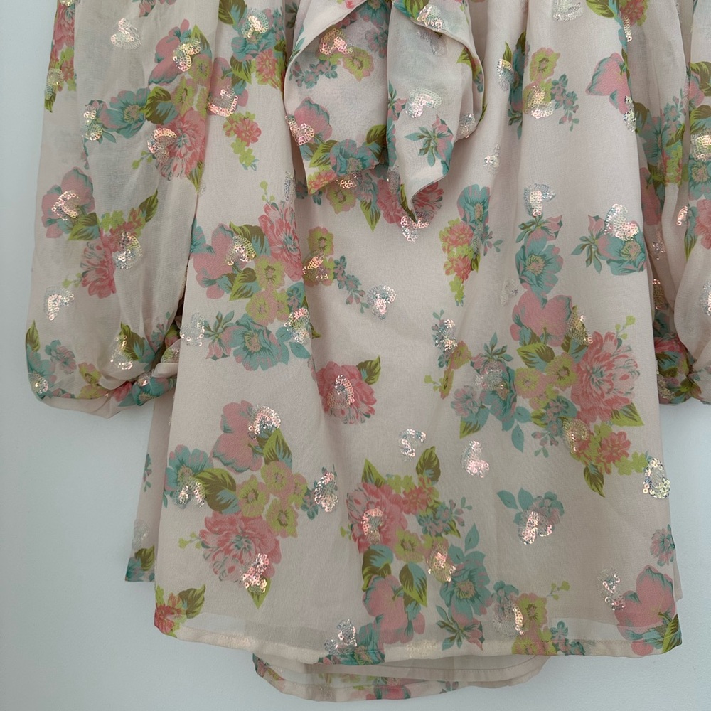 For Love & Lemons Georgina Swing Dress Floral Mini Sequin Size S - Picture 12 of 14